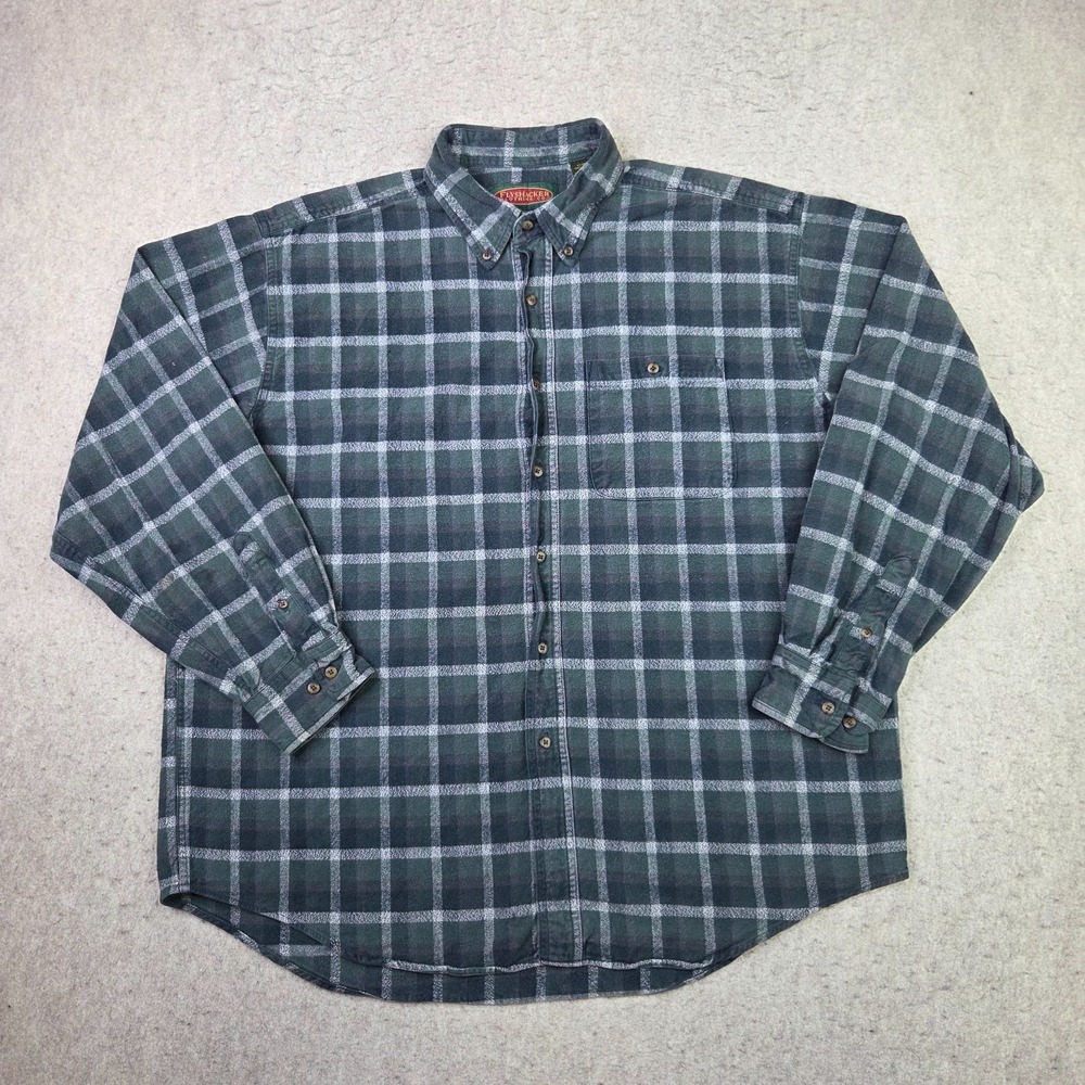 Flyshacker Clothing Co. Flannel Shirt Men's XL Tartan Plaid Long Sleeve Button